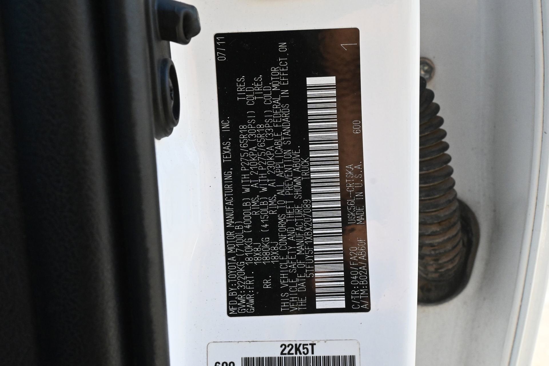 2011 Toyota Tundra 4WD Truck Grade