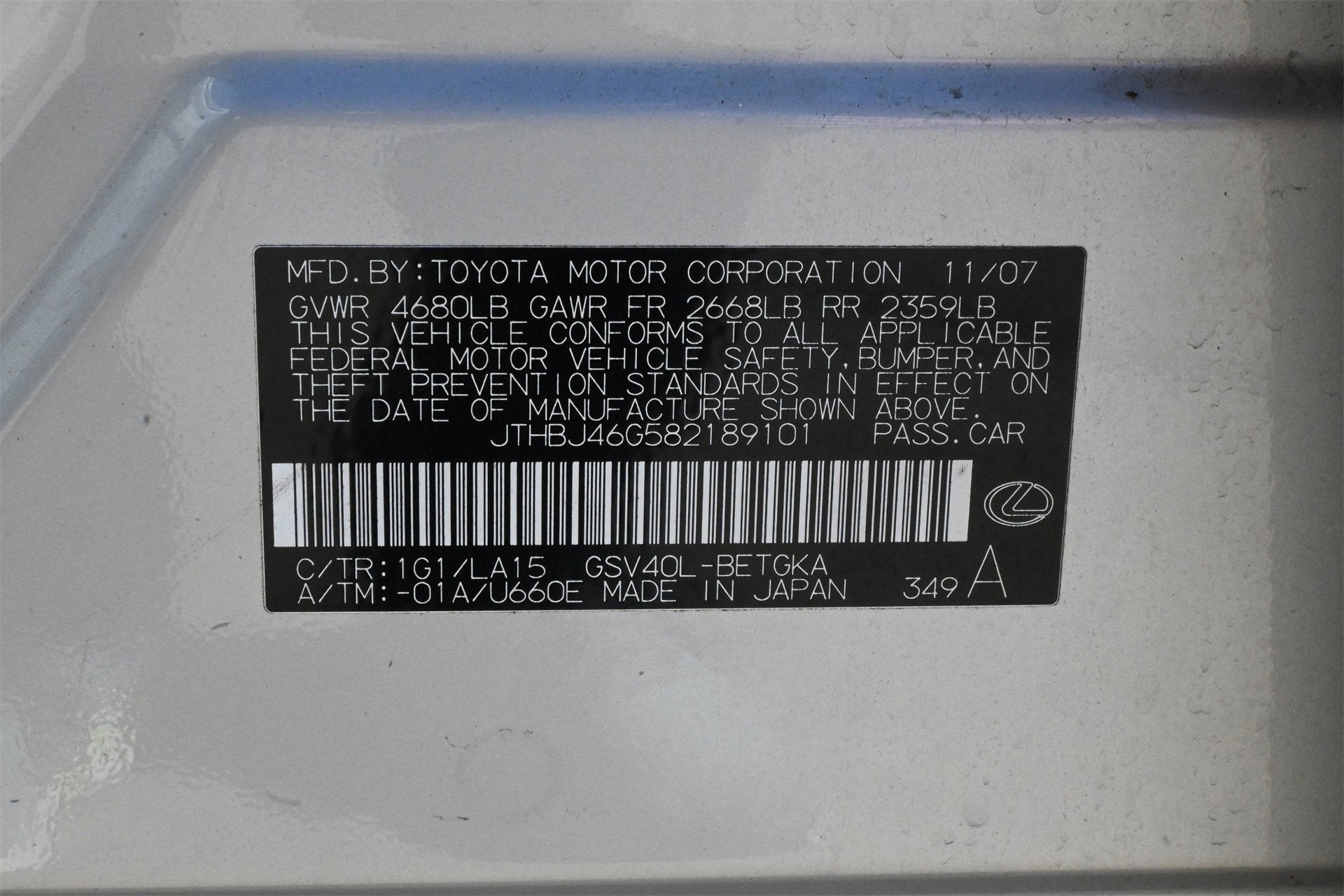 2008 Lexus ES 350 NA