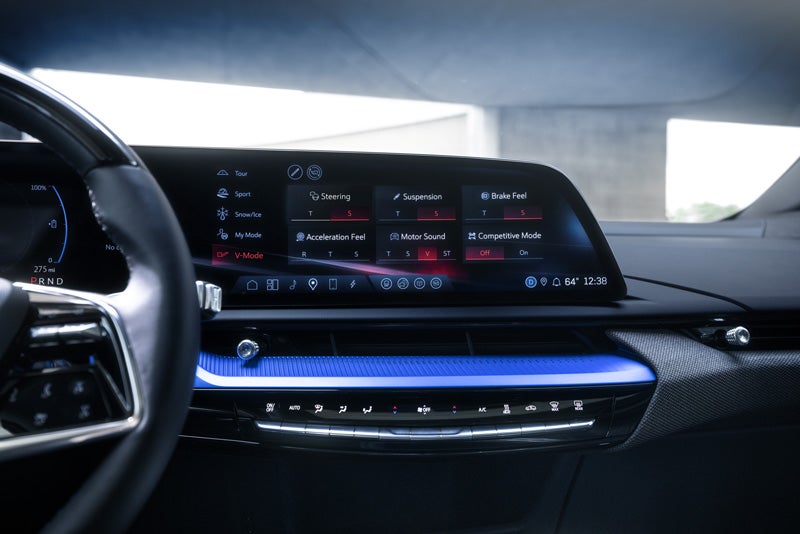 The 2026 OPTIQ-V Display Screen Displaying the V-Mode Settings | Bayway Cadillac Southwest in Houston TX