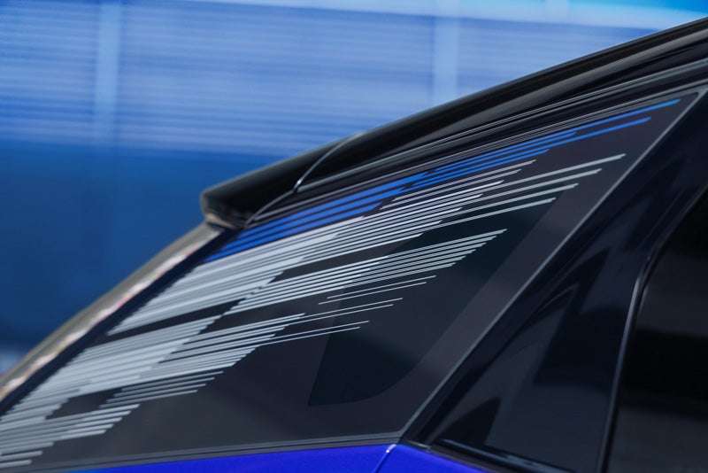 Close-up of the Modern Pattern on the 2026 OPTIQ-V Rear Quarter Glass | Bayway Cadillac Southwest in Houston TX